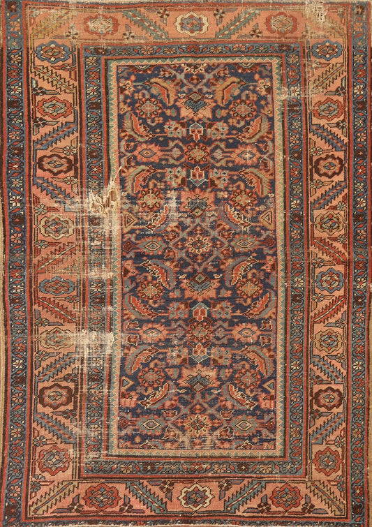 Pre-1900 Antique Heriz Serapi Persian Area Rug 4x6