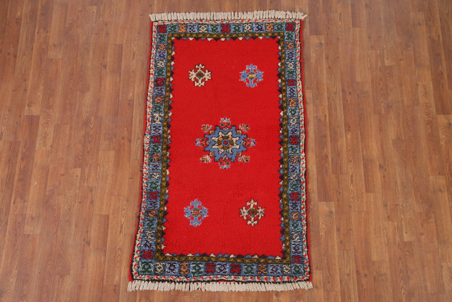 Red Vintage Moroccan Oriental Area Rug 3x5