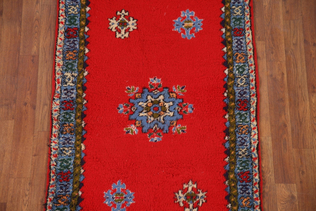 Red Vintage Moroccan Oriental Area Rug 3x5