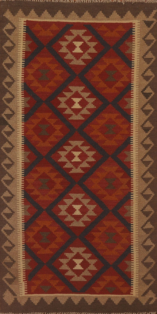 Kilim Reversible Wool Runner Rug 3x7