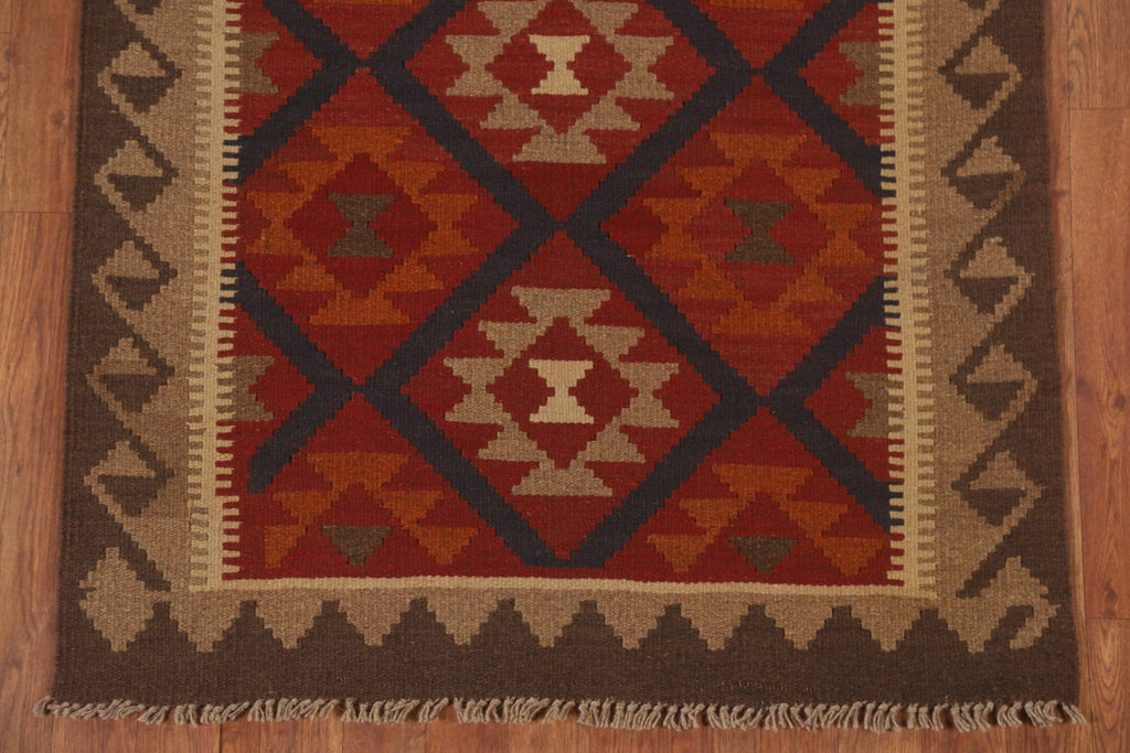 Kilim Reversible Wool Runner Rug 3x7