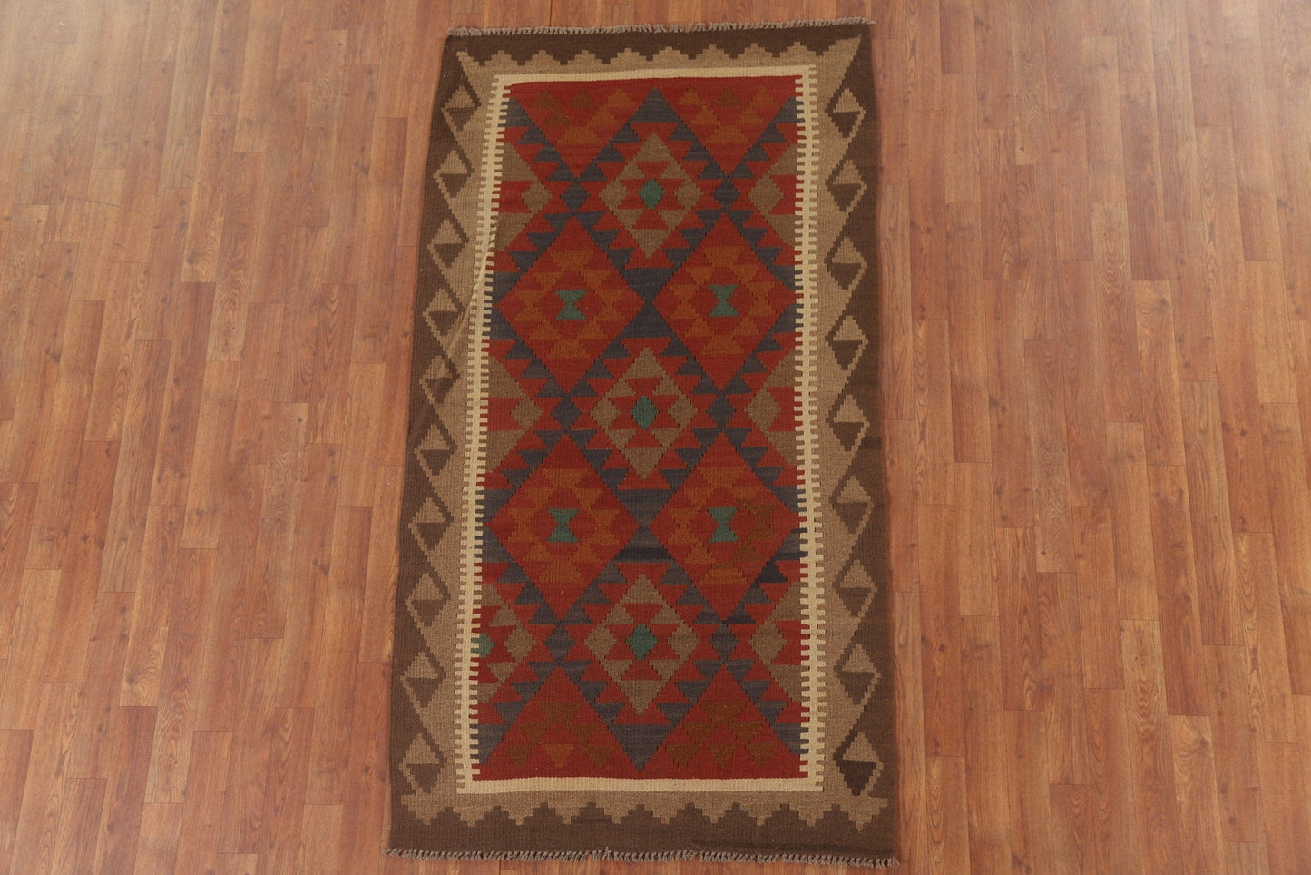 Reversible Wool Kilim Oriental Area Rug 4x7