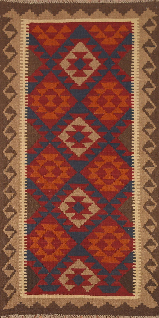 Reversible Wool Kilim Oriental Area Rug 3x6