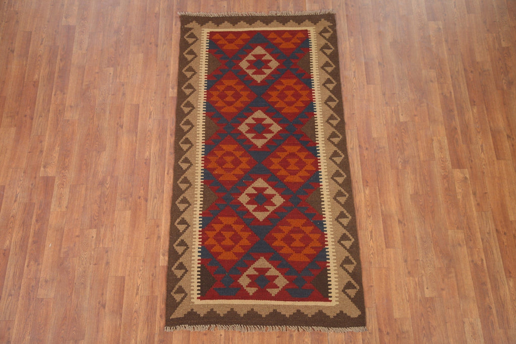 Reversible Wool Kilim Oriental Area Rug 3x6