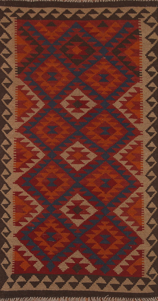 Geometric Kilim Oriental Runner Rug 3x7