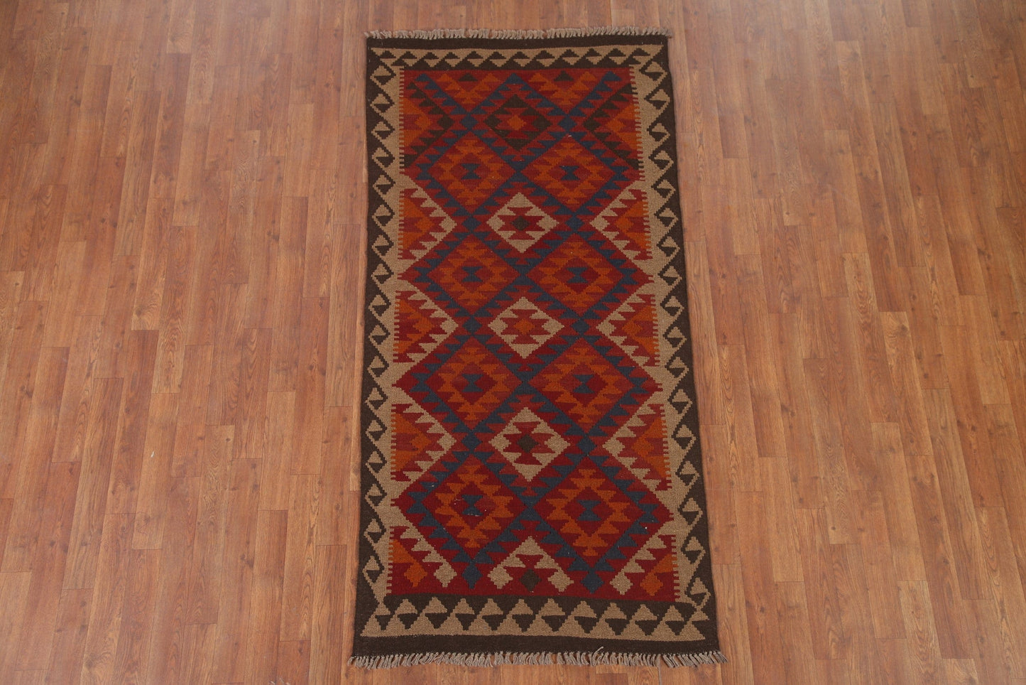 Geometric Kilim Oriental Runner Rug 3x7