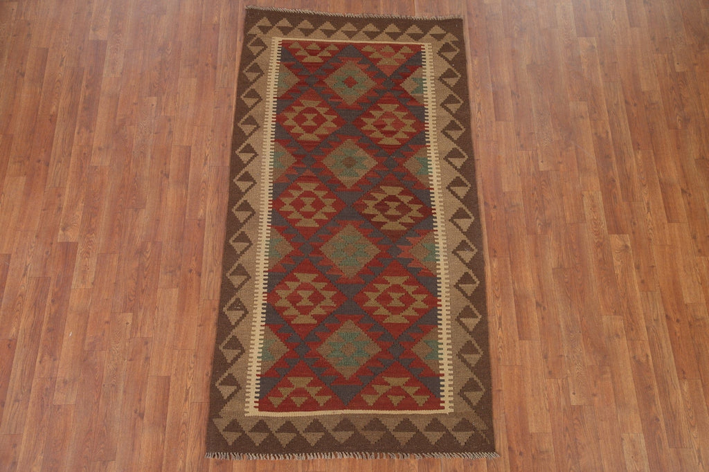 Geometric Kilim Oriental Runner Rug 3x7