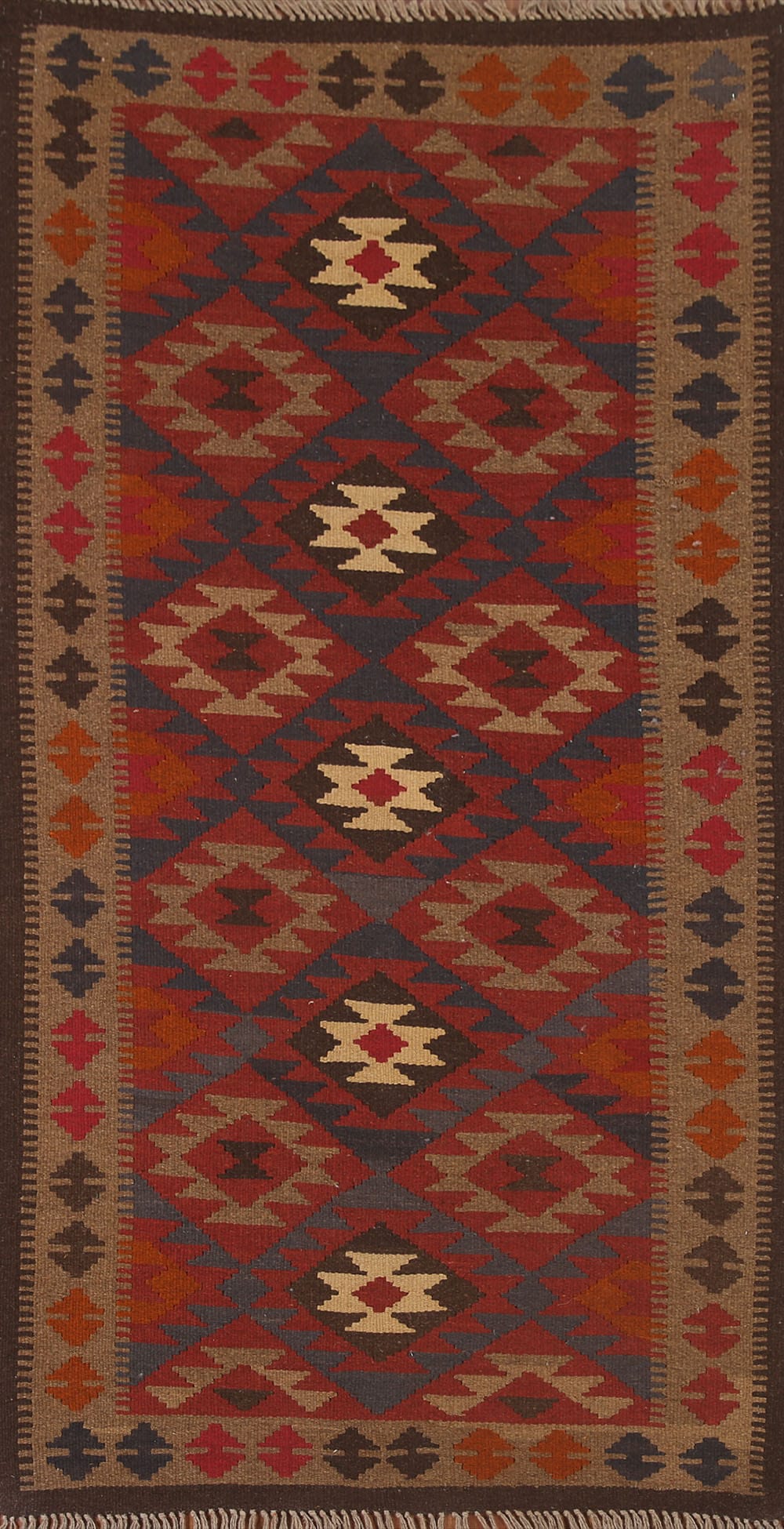 Wool Kilim Geometric Area Rug 4x7