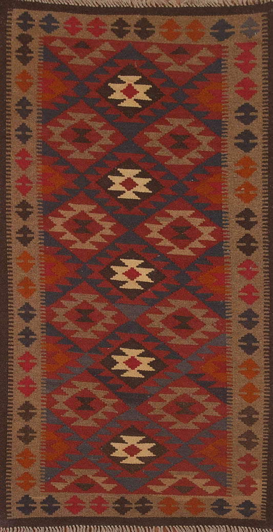 Wool Kilim Geometric Area Rug 4x7