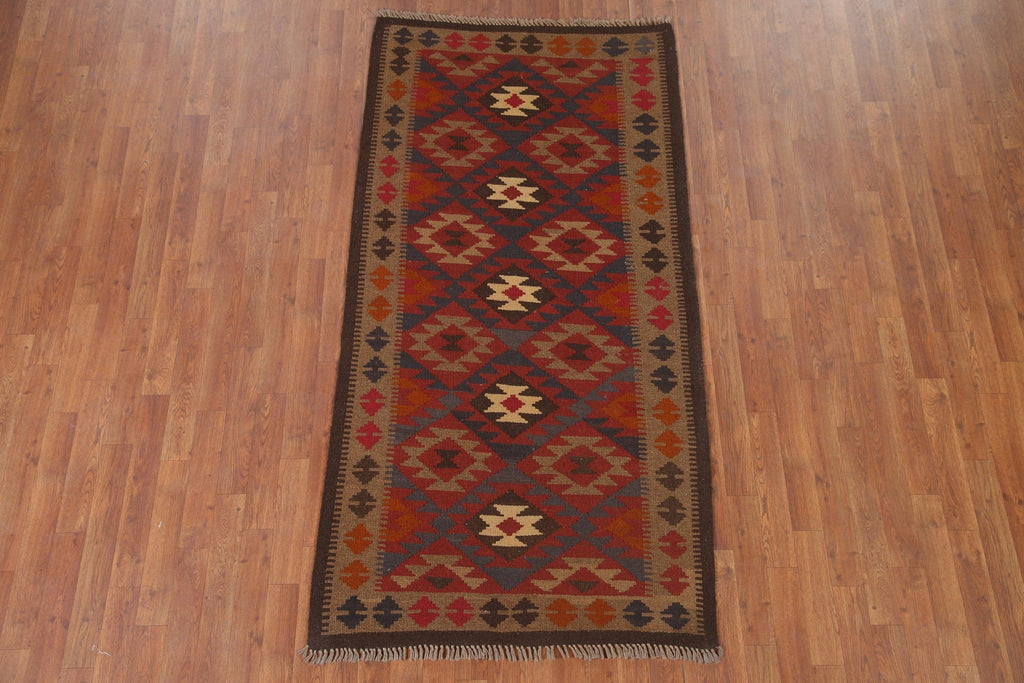 Wool Kilim Geometric Area Rug 4x7