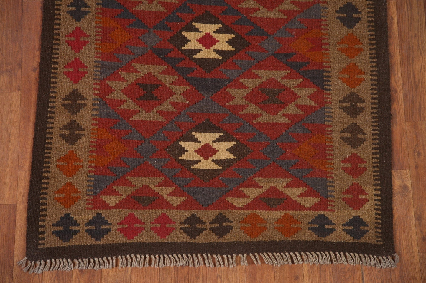 Wool Kilim Geometric Area Rug 4x7