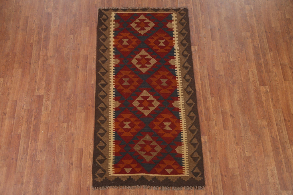 Reversible Wool Kilim Oriental Area Rug 3x6