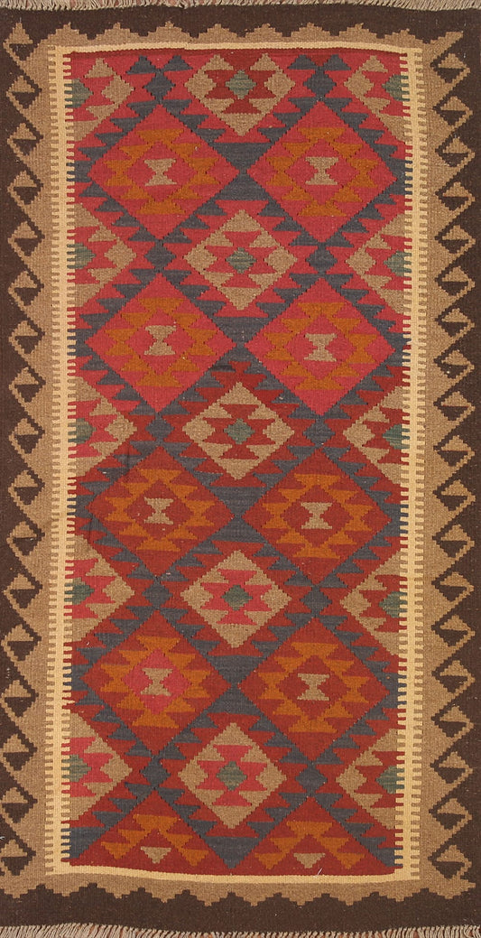 Reversible Wool Kilim Runner Rug 3x7