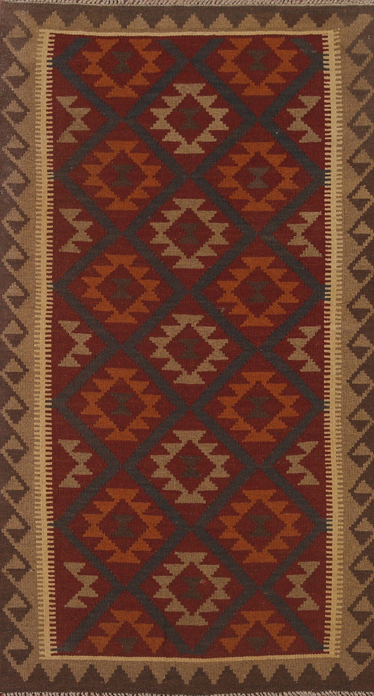 Kilim Reversible Wool Runner Rug 3x7