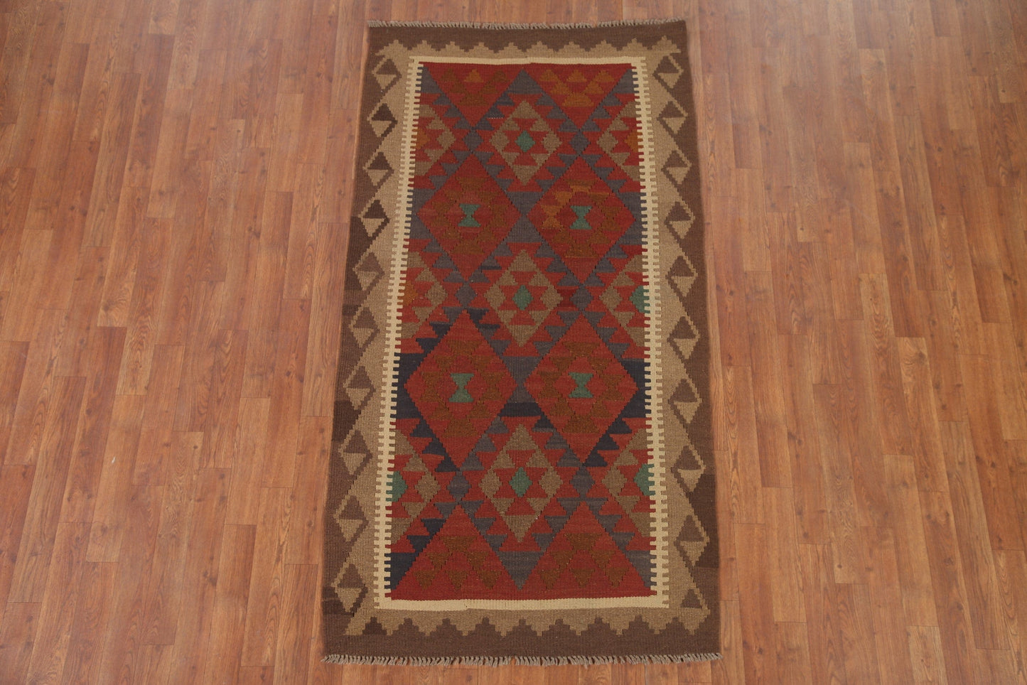 Reversible Wool Kilim Oriental Rug 3x6