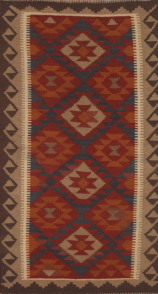 Kilim Reversible Wool Runner Rug 3x7