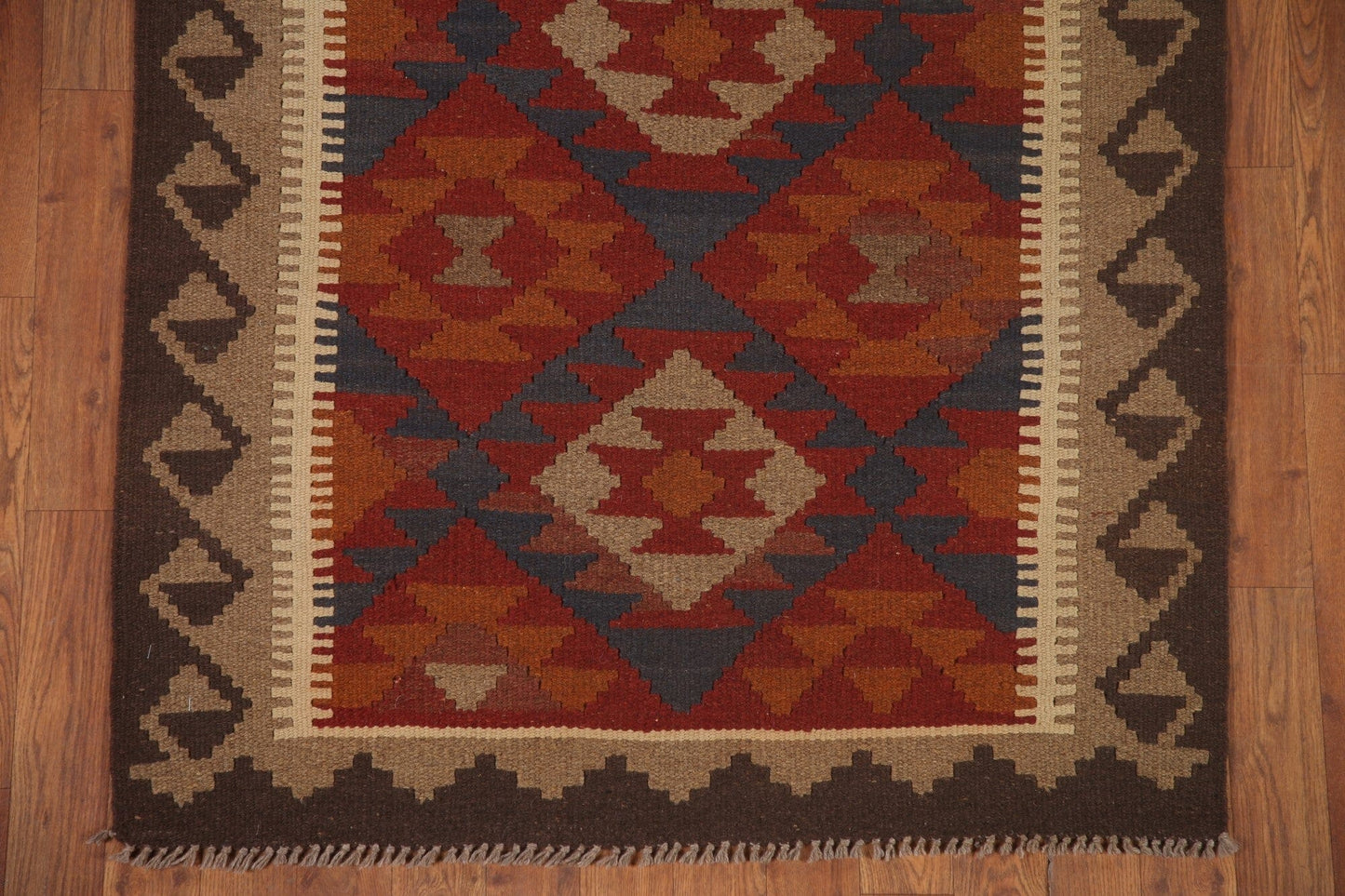 Kilim Reversible Wool Runner Rug 3x7