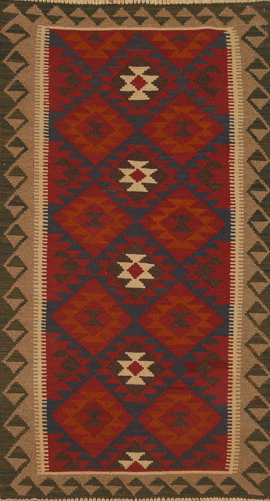 Geometric Kilim Oriental Runner Rug 3x7