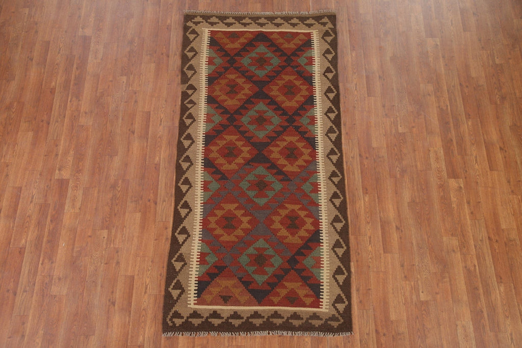 Geometric Kilim Oriental Runner Rug 3x7