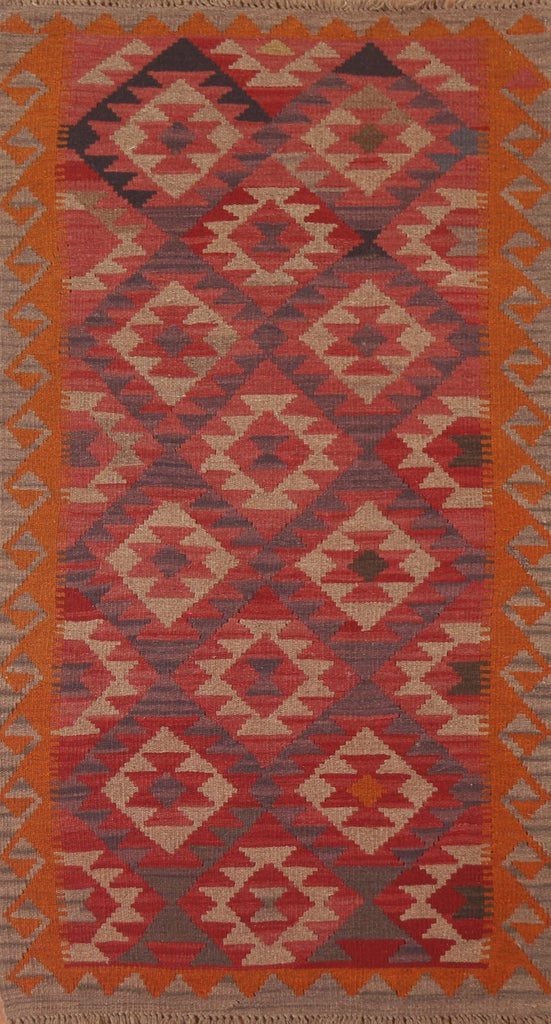 Kilim Reversible Wool Runner Rug 3x7