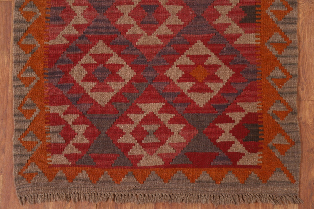 Kilim Reversible Wool Runner Rug 3x7