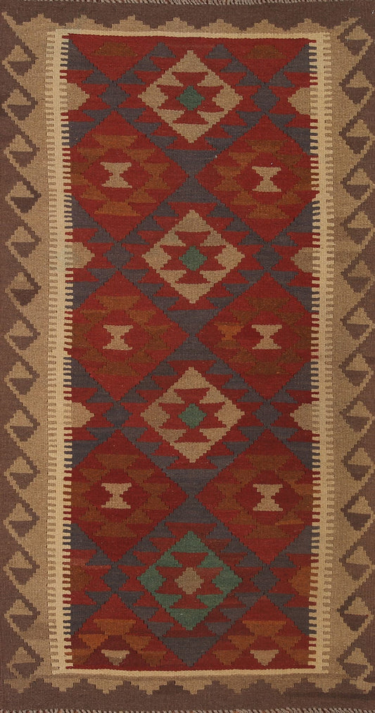 Reversible Wool Kilim Oriental Runner Rug 3x7