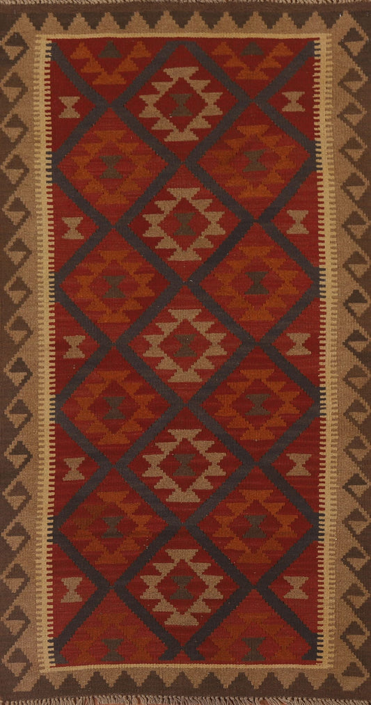 Kilim Reversible Wool Runner Rug 3x7