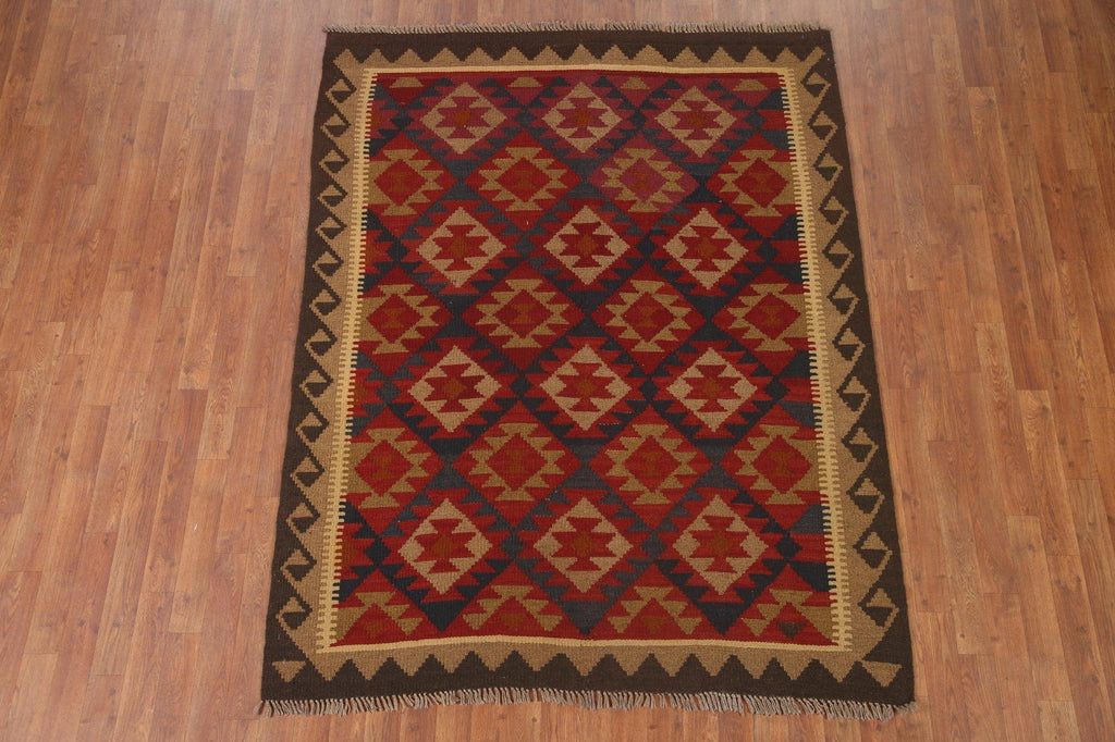 Reversible Wool Kilim Oriental Area Rug 5x7