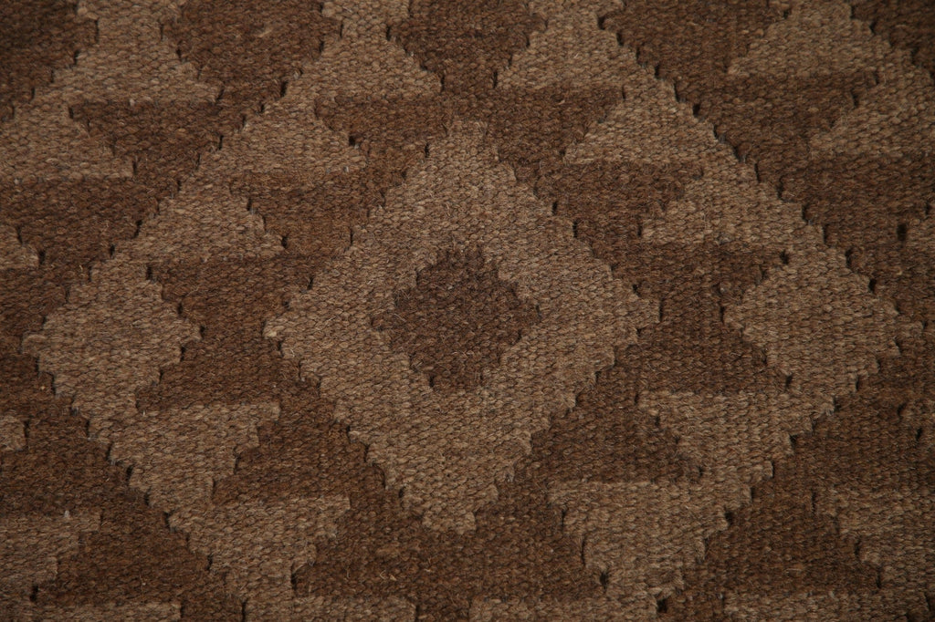 Brown Kilim Reversible Wool Area Rug 5x7