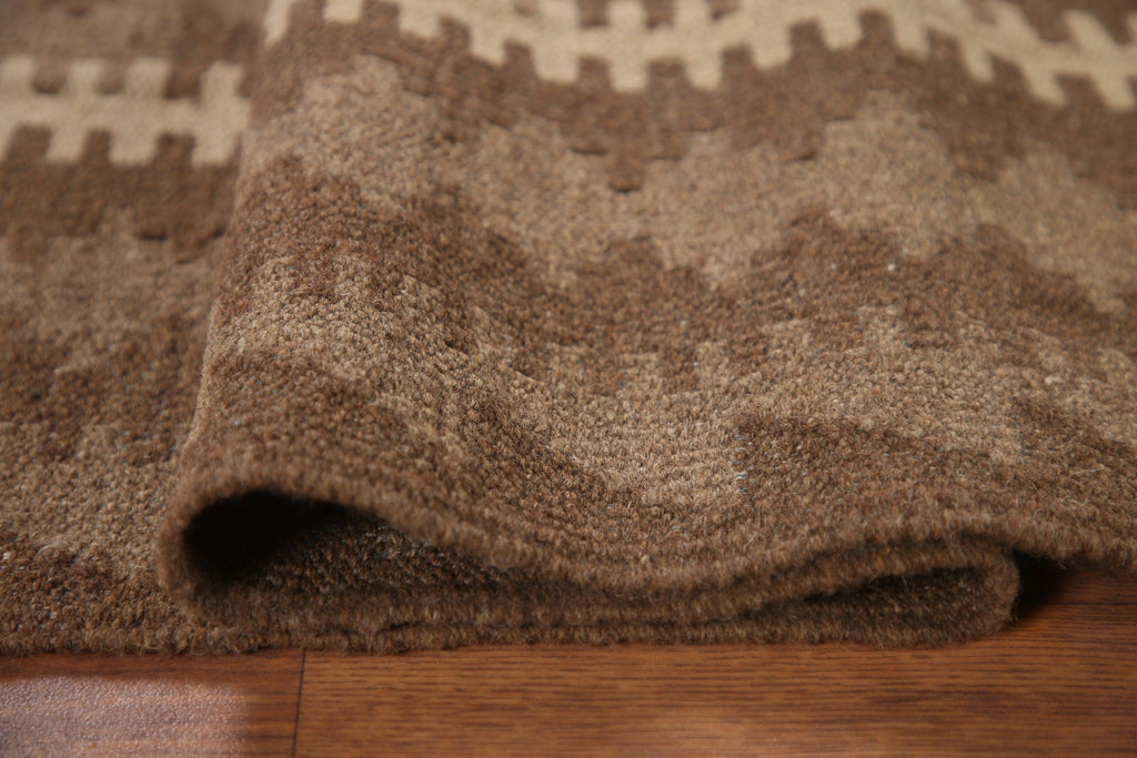 Brown Kilim Reversible Wool Area Rug 5x7