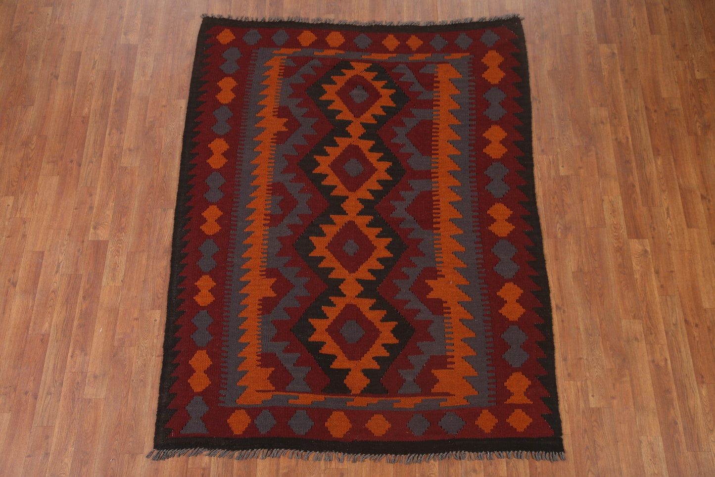 Reversible Wool Kilim Oriental Area Rug 5x7