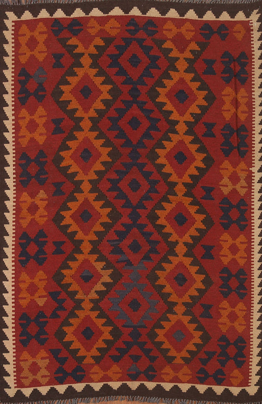 Geometric Kilim Reversible Wool Area Rug 5x7