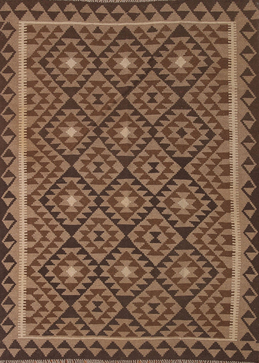 Reversible Wool Kilim Geometric Area Rug 5x7