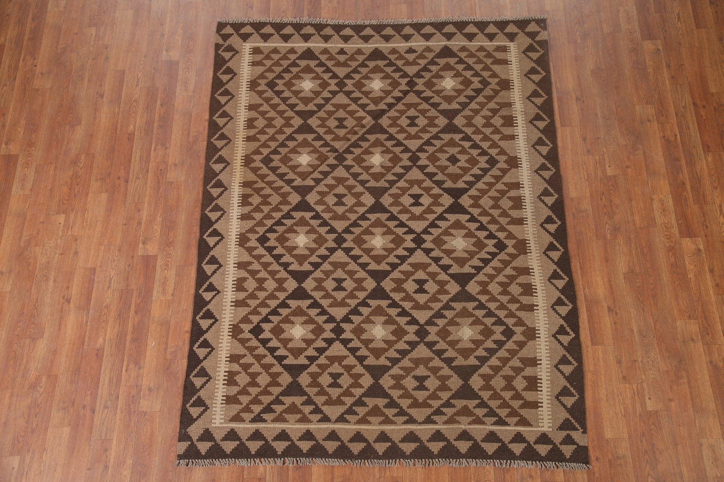 Reversible Wool Kilim Geometric Area Rug 5x7