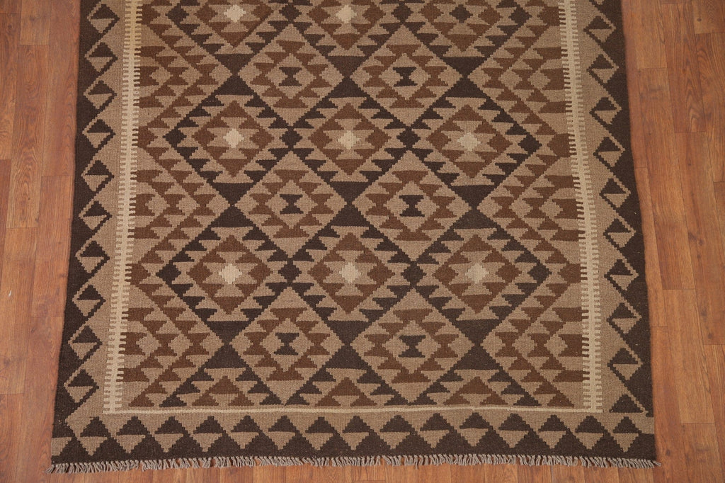 Reversible Wool Kilim Geometric Area Rug 5x7