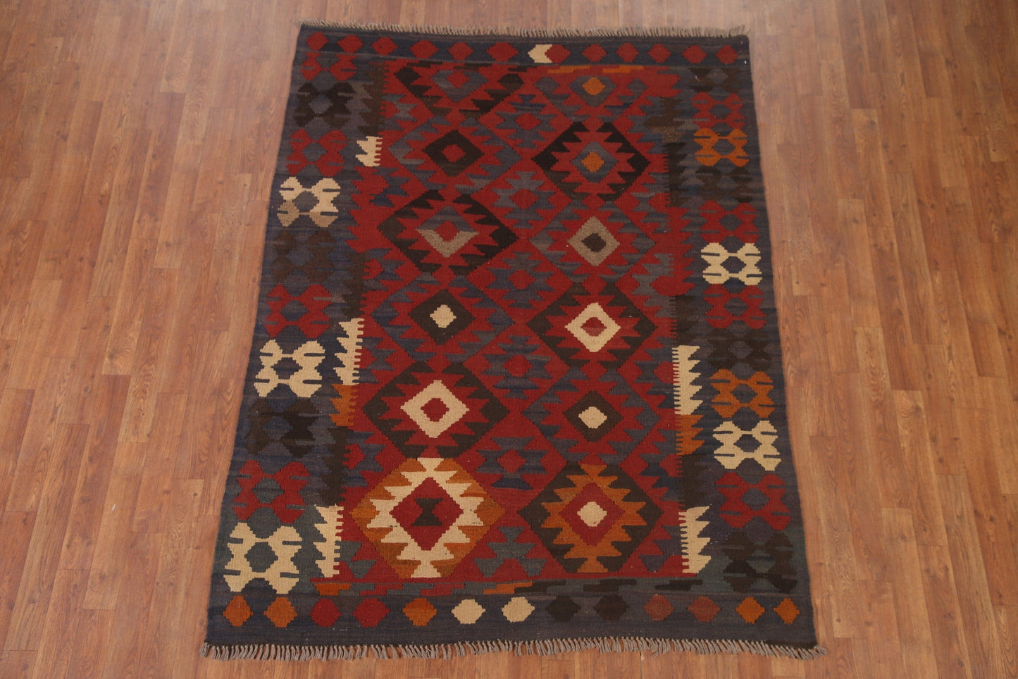 Reversible Wool Kilim Oriental Area Rug 5x7