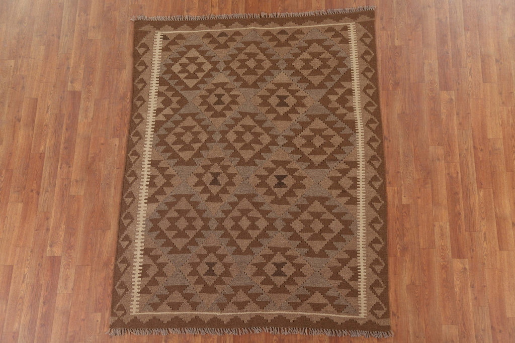 Kilim Reversible Wool Area Rug 5x6