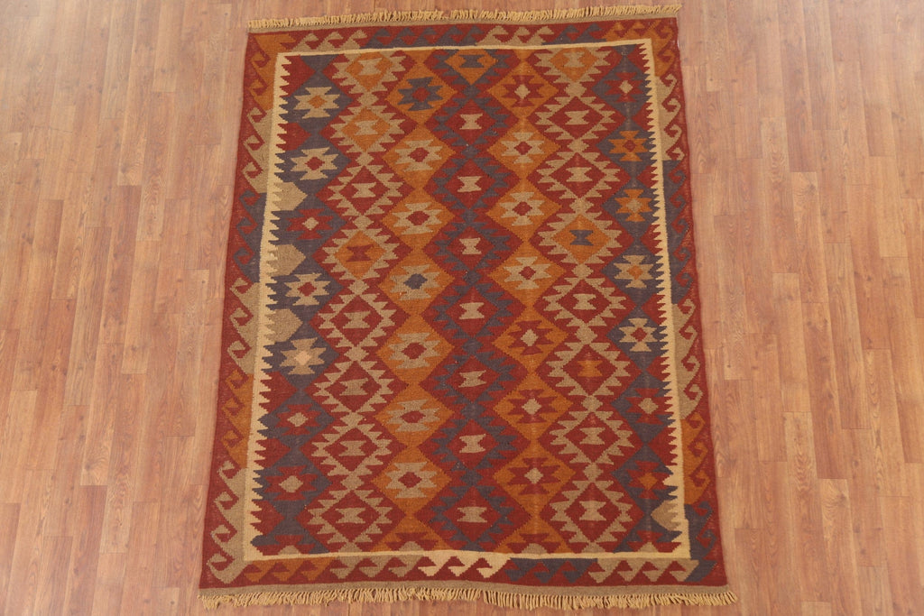 Reversible Wool Kilim Oriental Area Rug 5x6