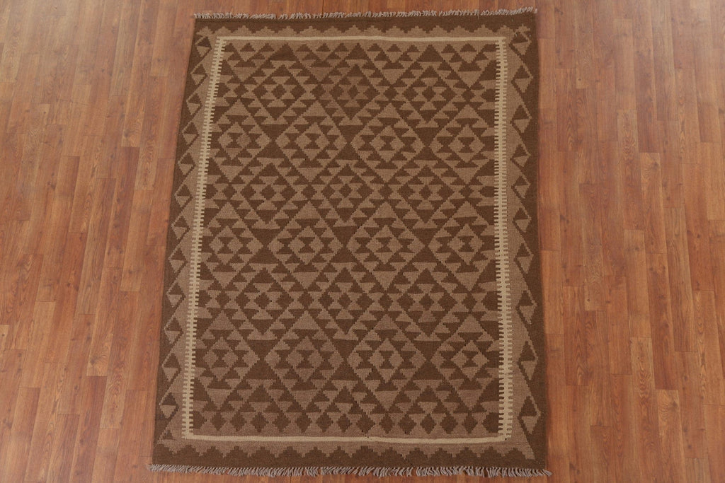 Reversible Wool Kilim Oriental Area Rug 5x7