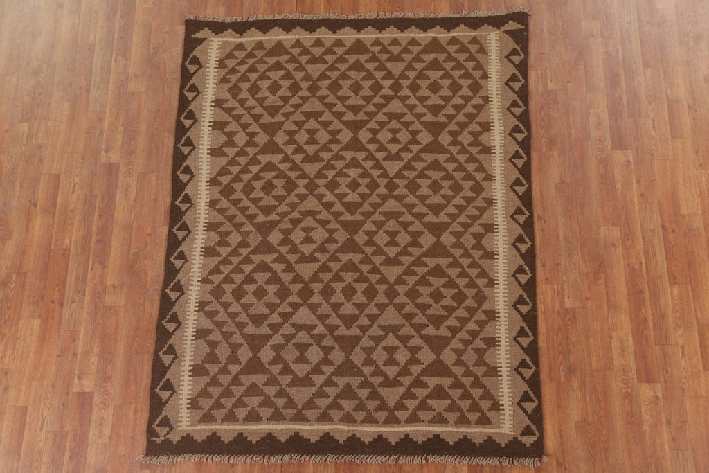 Reversible Wool Kilim Area Rug 4x6