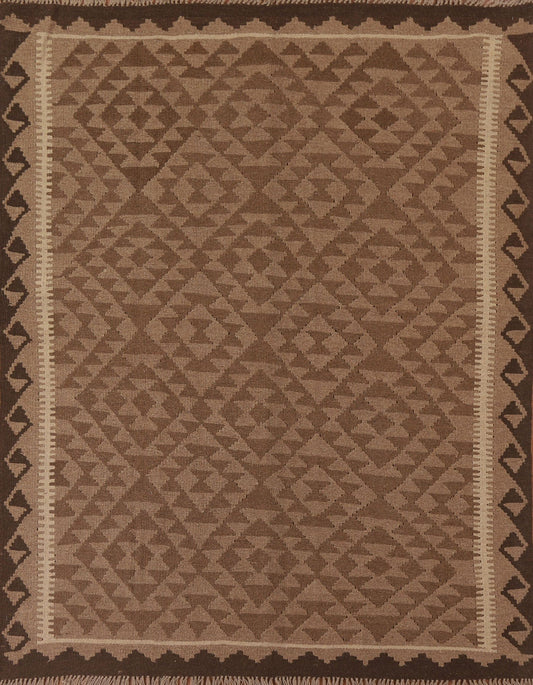 Brown Kilim Reversible Wool Area Rug 5x7