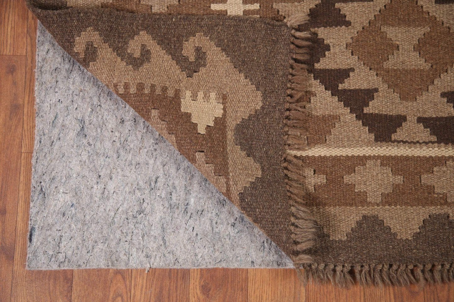 Brown Kilim Reversible Wool Area Rug 4x6