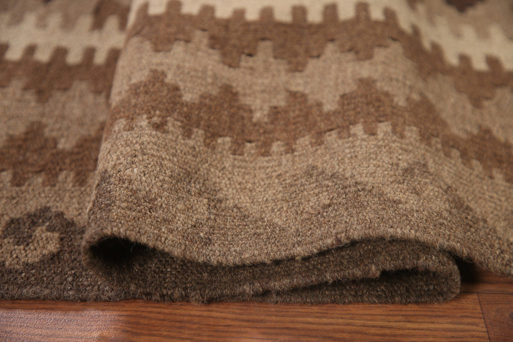 Brown Kilim Reversible Wool Area Rug 4x6