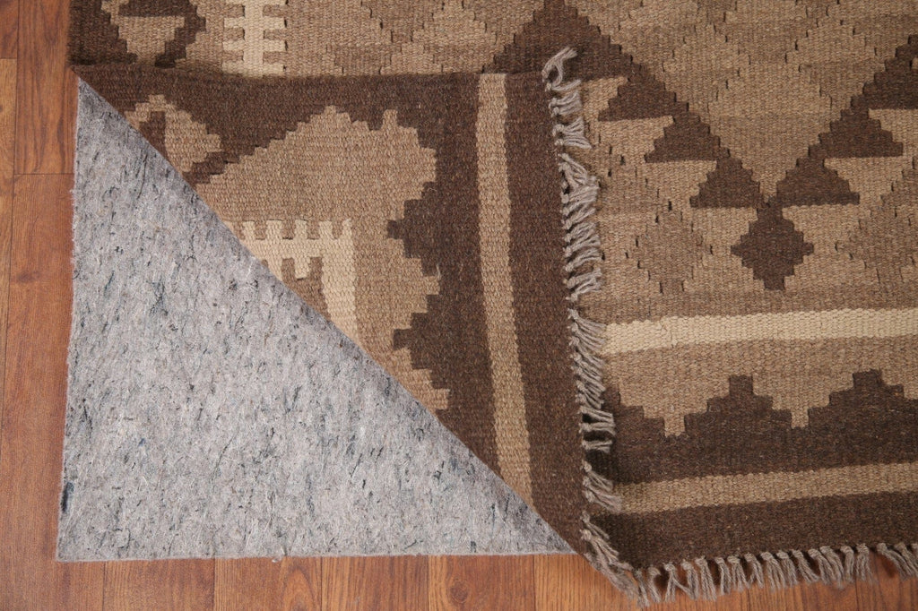 Geometric Kilim Brown Wool Area Rug 5x7