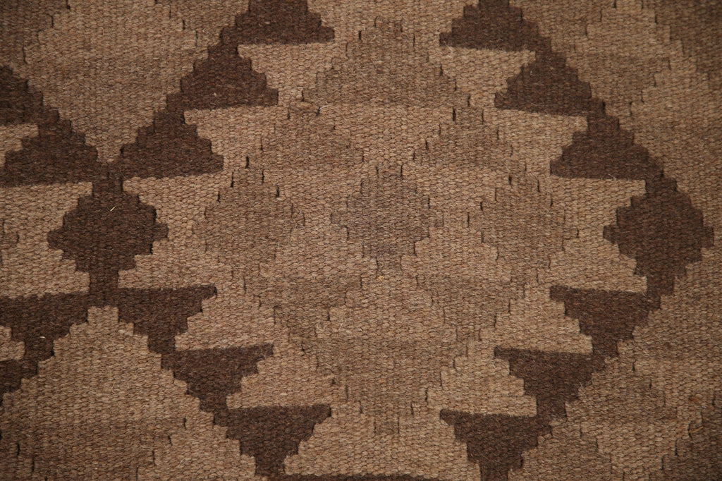 Geometric Kilim Brown Wool Area Rug 5x7