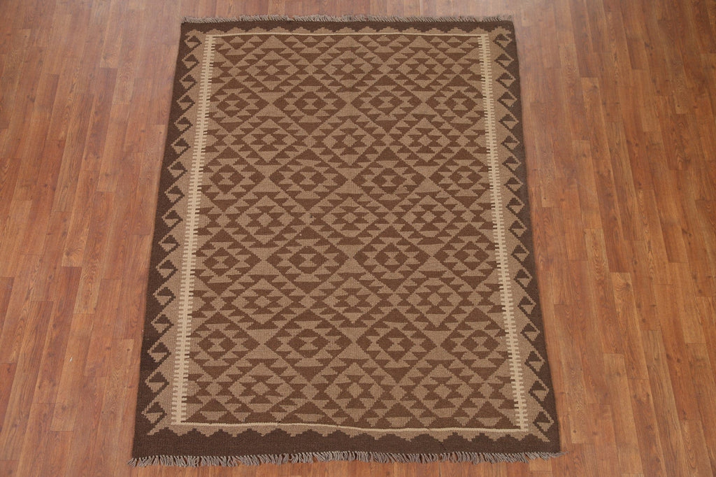 Reversible Wool Kilim Oriental Area Rug 5x7