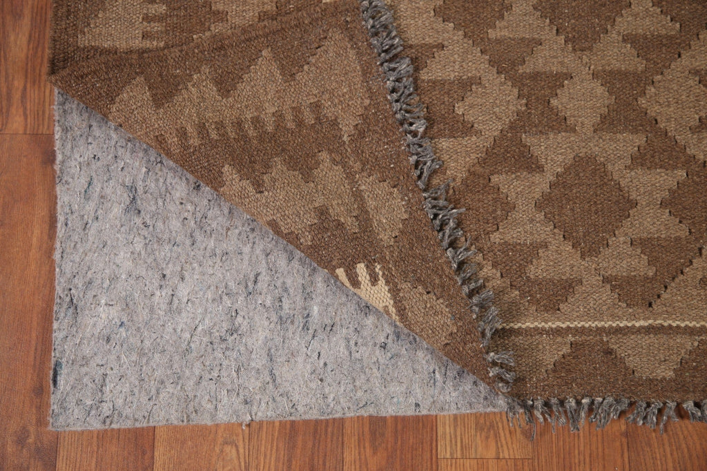 Brown Kilim Reversible Wool Area Rug 5x6