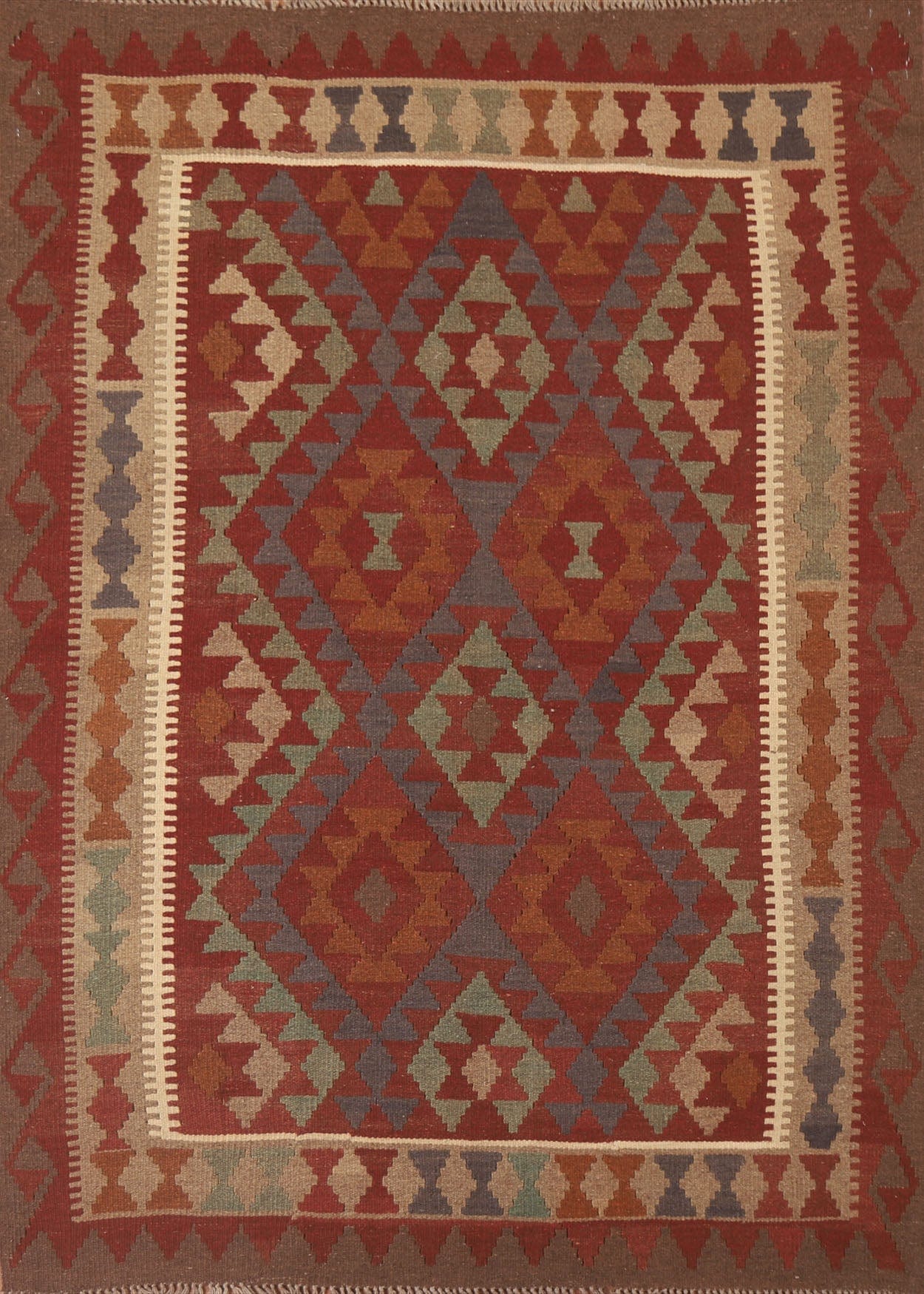 Geometric Kilim Reversible Wool Area Rug 5x7