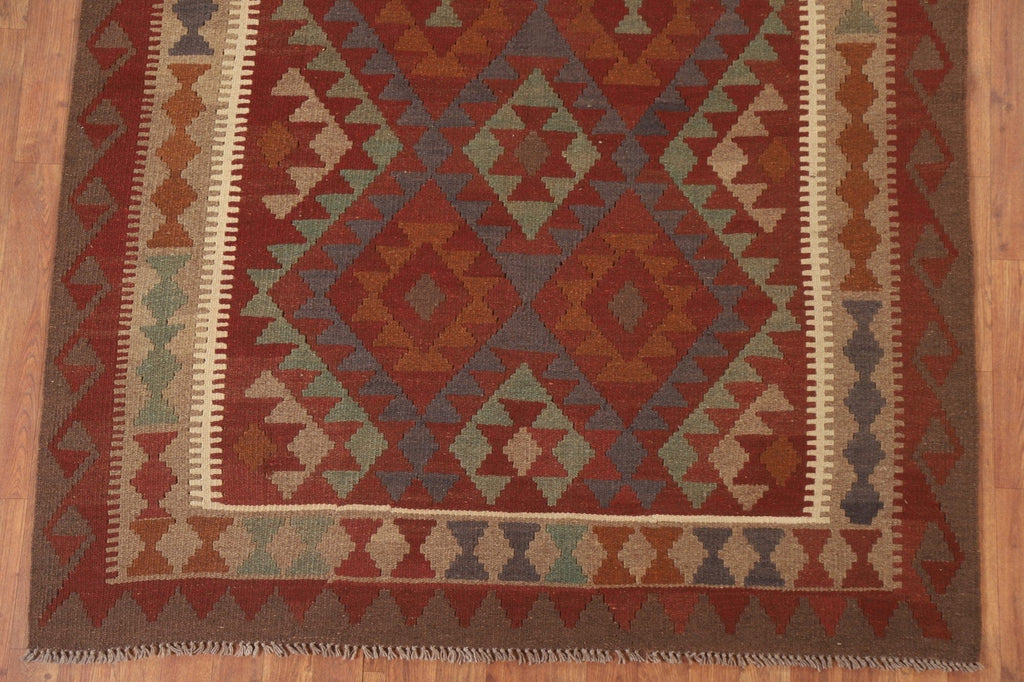 Geometric Kilim Reversible Wool Area Rug 5x7