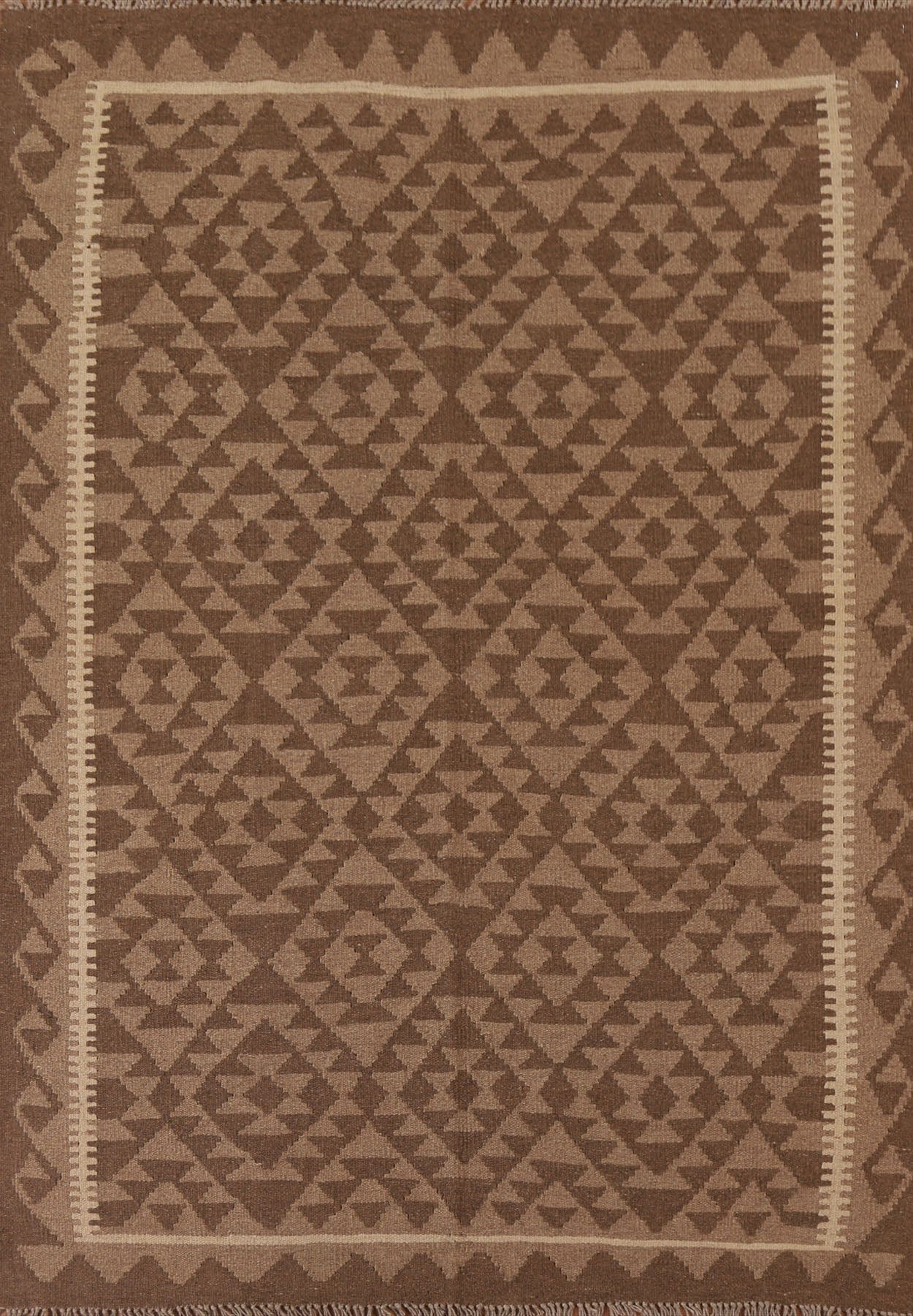 Brown Kilim Geometric Area Rug 5x7